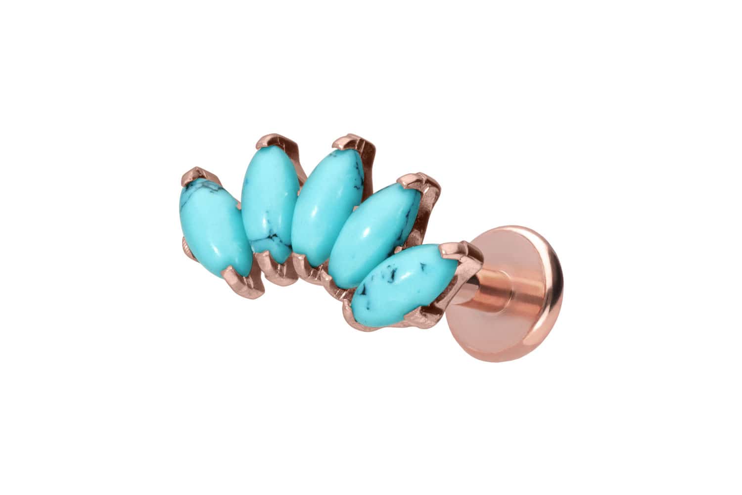 Titan Labret Piercing mit Push Fit BOGEN + SYNTHETISCHE TÜRKISE